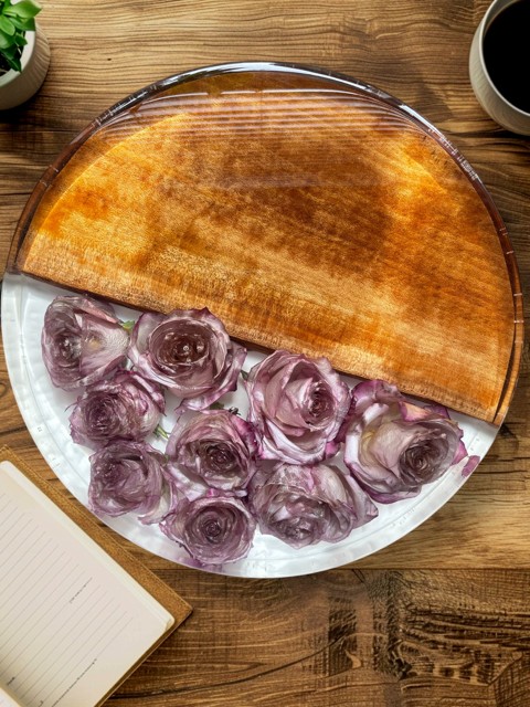 12 in round purple rose lazy susan