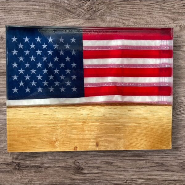 16” X 12" American Flag Serving Board- REAL FLAG*