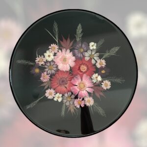 17” Round x 18" Tall End Table (Plum Flowers)