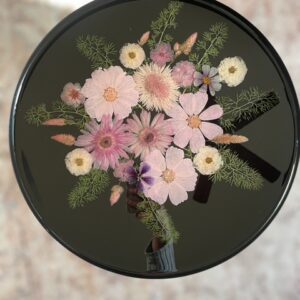 17" Round X 17" Tall End Table (Pink Flowers)