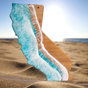 CA Shape Ocean Bamboo Serving Board