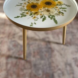 17” Round x 17" Tall End Table (Yellow Flowers)