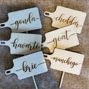 Cheese Labels- Reusable- Wood (Set of 6)