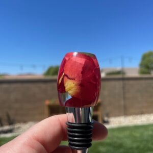 Red and Orange Rose Pedal Wine Stopper