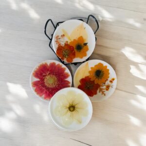 REAL Flower Coasters (Set of 4 with holder)