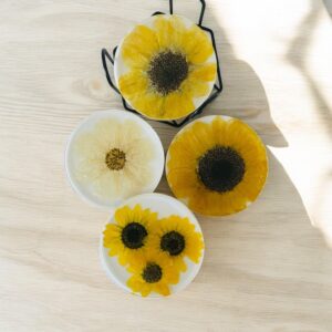 REAL Flower Coasters (Set of 4 w/holder)