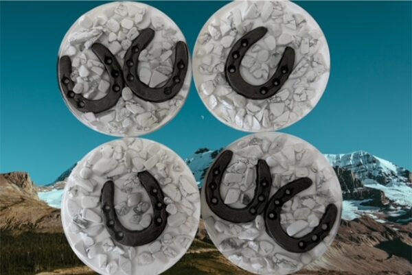 Howlite Horseshoe Coasters 4" - Image 2