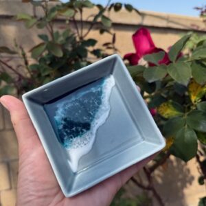 Ceramic Ocean Wave Trinket Dish (4")