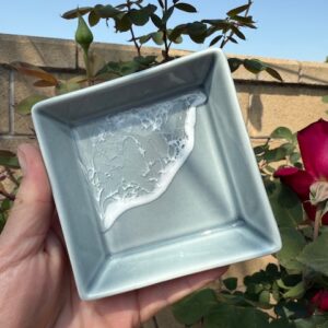 Ceramic Ocean Wave Trinket Dish - Clear (4")