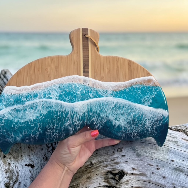 Mermaid/Whale Tail Ocean Bamboo Serving Board