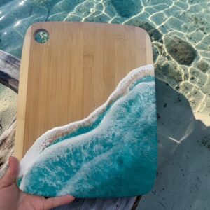 Large (11" x 14") Teal Bamboo Ocean Serving Board
