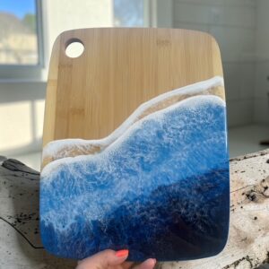 Large (11" x 14") Deep Blue Bamboo Ocean Serving Board