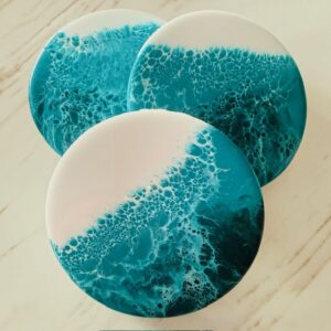 Teal Ocean Coasters (set of 4)