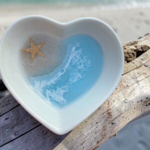 Ceramic Blue Ocean Wave Trinket Dish (3")