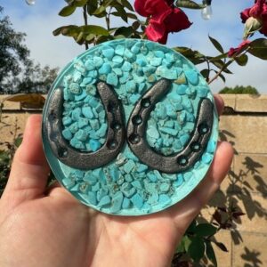 Turquoise Horseshoe Coasters 4"