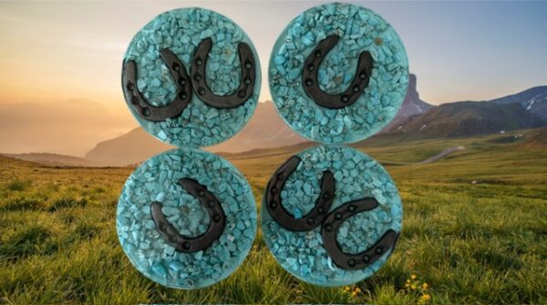 Turquoise Horseshoe Coasters 4" - Image 2