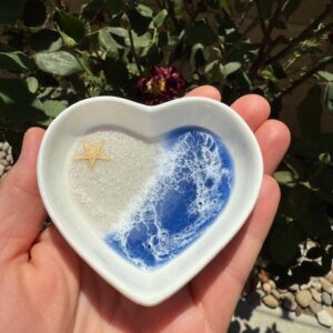 Ceramic Blue Ocean Wave Trinket Dish (3")