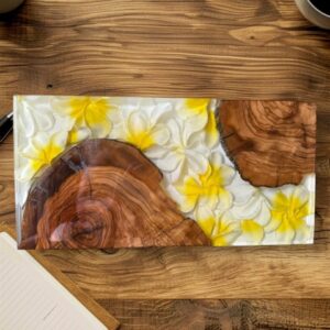 Plumeria Olive Wood/Resin Serving Board (18" x 12")