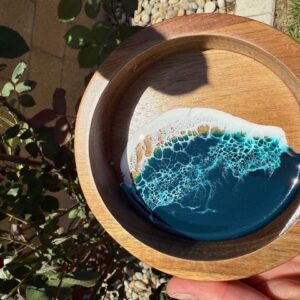 Wood Ocean Small Trinket Bowl 5" Round