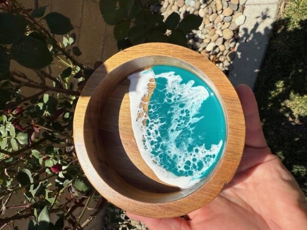Wood Ocean Small Trinket Bowl 5" Round