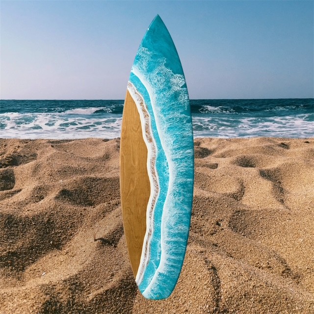 5' Ocean Resin Epoxy Statement Piece Wood Surfboard