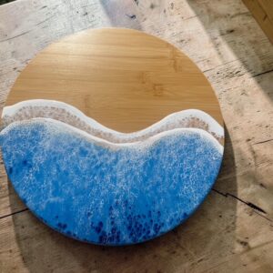 14" Deep Blue Bamboo Ocean Lazy Susan