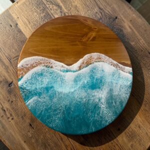 Large 17 1/2" Teal Ocean Lazy Susan